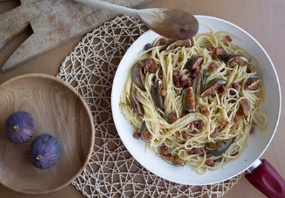 Spaghetti con fichi e Speck Alto Adige IGP