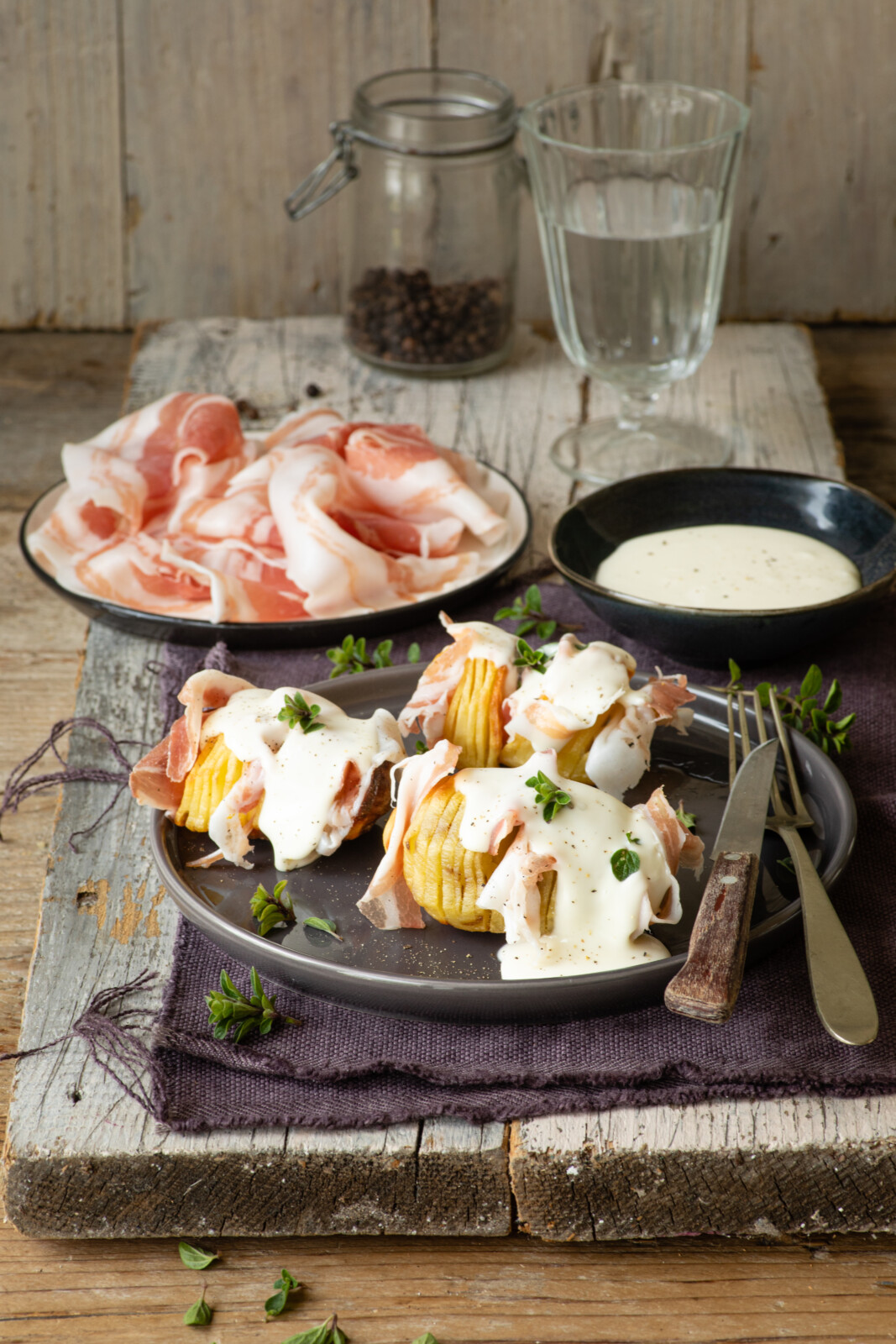 Patata di Bologna DOP alla Hasselbeck con Pancetta Piacentina DOP e Squacquerone di Romagna DOP