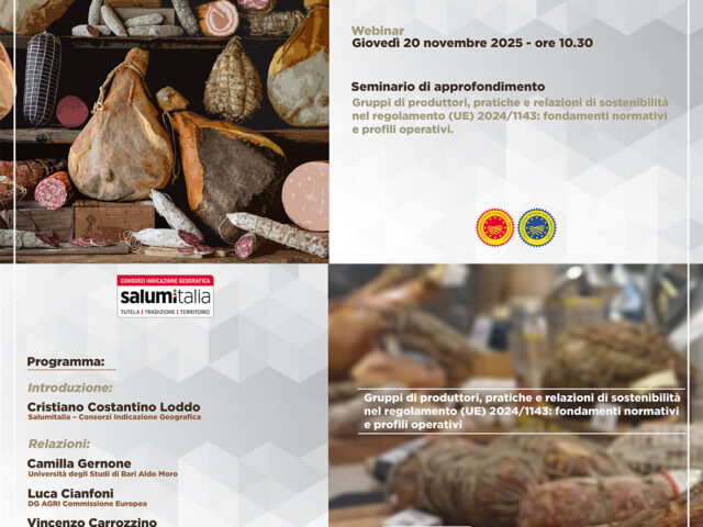 WEBINAR “GRUPPI DI PRODUTTORI, PRATICHE E RELAZIONI DI SOSTENIBILITÀ NEL REG. (UE) 2024/1143: FONDAMENTI NORMATIVI E PROFILI OPERATIVI”