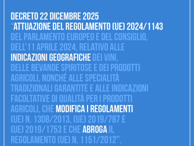 ATTUAZIONE DEL REGOLAMENTO (UE) 2024/1143 – PROCEDURE NAZIONALI DI REGISTRAZIONE, MODIFICA DEL DISCIPLINARE E CANCELLAZIONE IG E STG