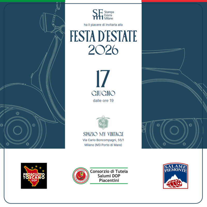 GRANDE SUCCESSO PER L’ECCELLENZA DEI SALUMI DOP E IGP ITALIANI  ALLA FESTA D’ESTATE DELL’ASSOCIAZIONE STAMPA ESTERA DI MILANO.
